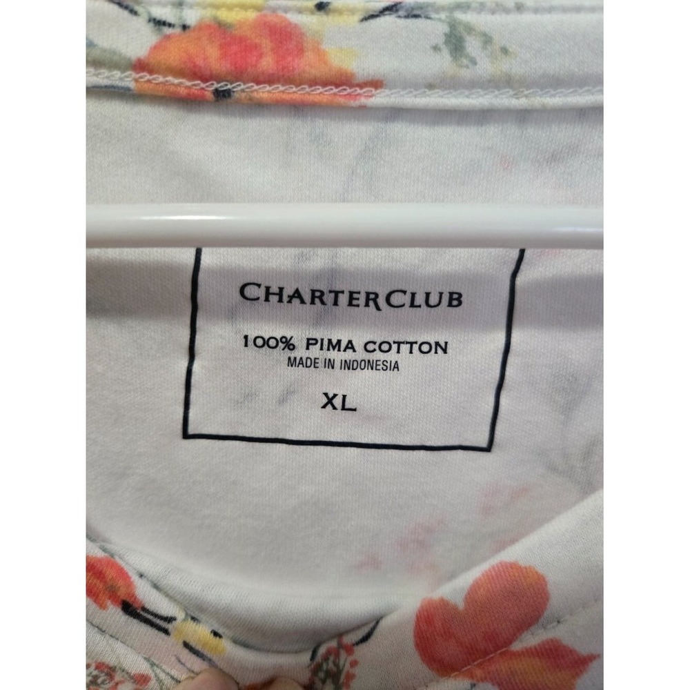 Charter Club XL Soft Floral Casual Top 100% Pima Cotton Boat Neck 3/4 Sleeve - Picture 3 of 7